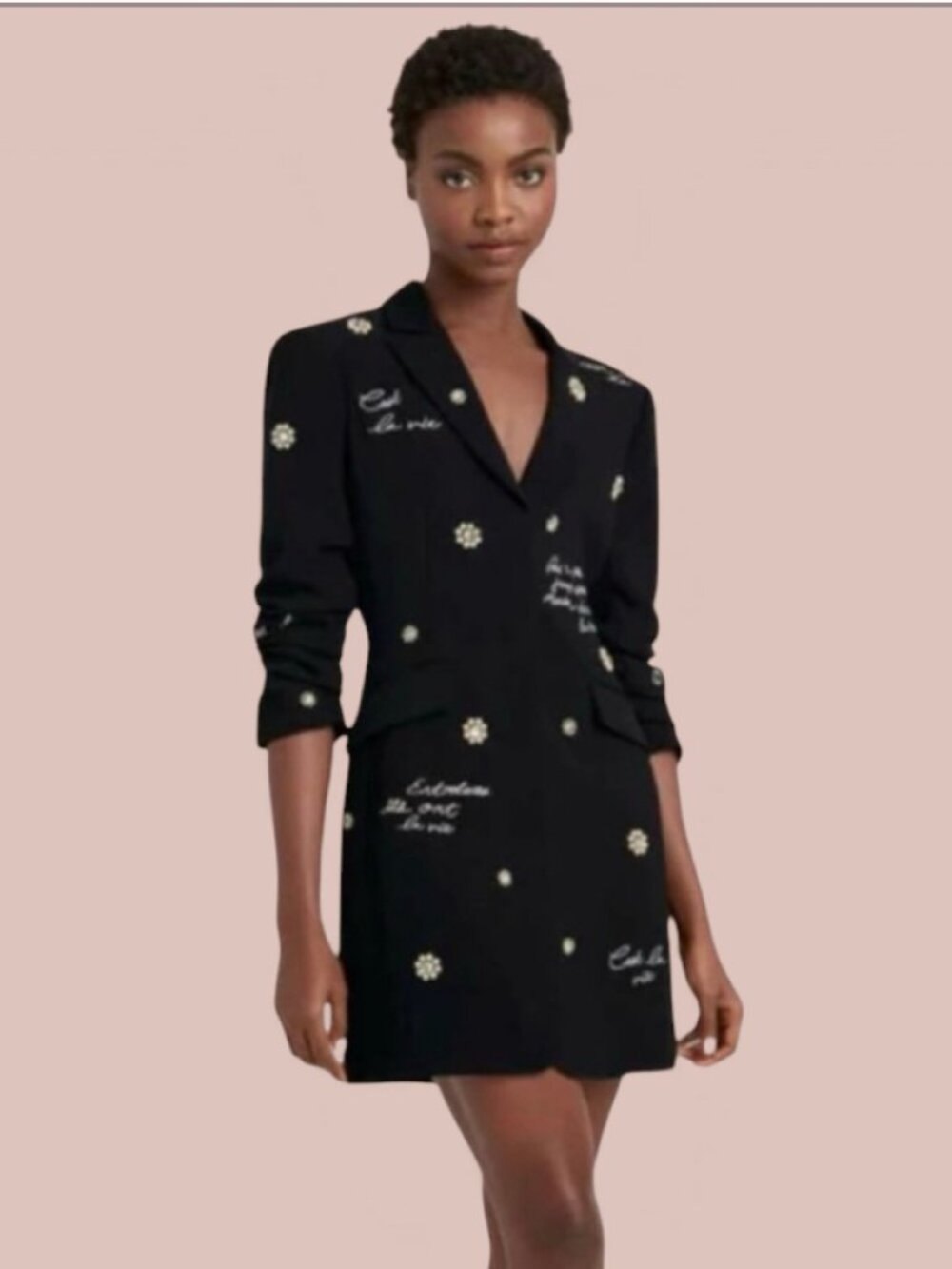 Cinq A Sept Joel Faux Pearl Embellished Mini Blazer Dress - Picture 3 of 11